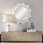 Sea Coral Round Mirror, White