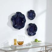 Abella Ceramic Wall Decor, Cobalt, S/3