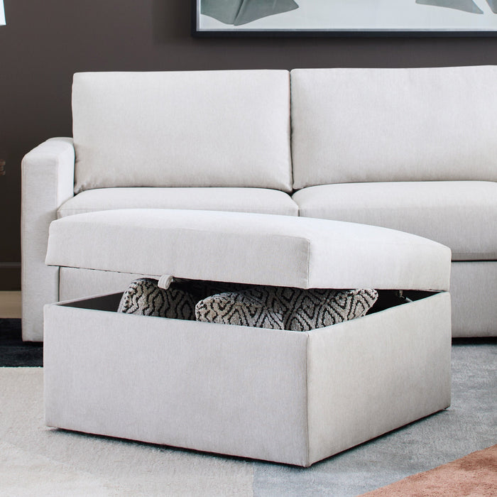 Flex Gray Fabric Square Storage Ottoman