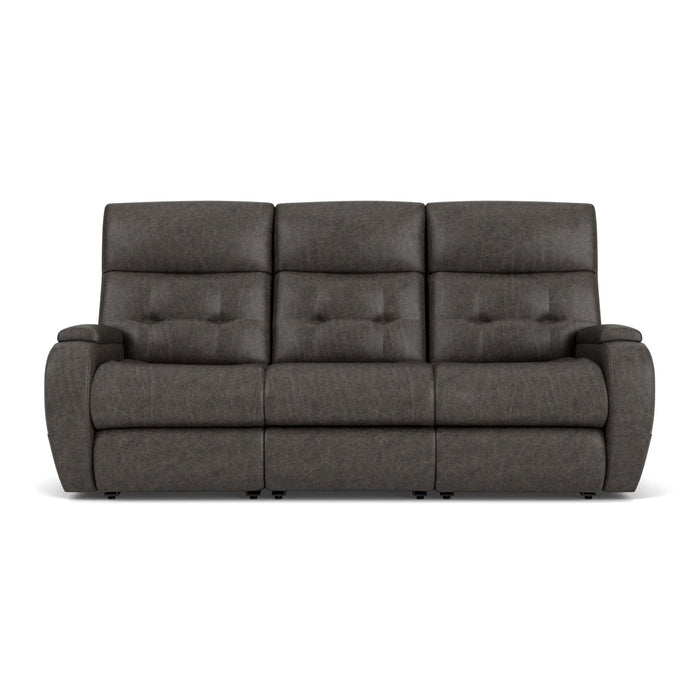 Strait Leather Power Reclining Sofa with Power Headrests