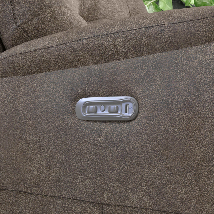 Strait Leather Power Reclining Sofa with Power Headrests