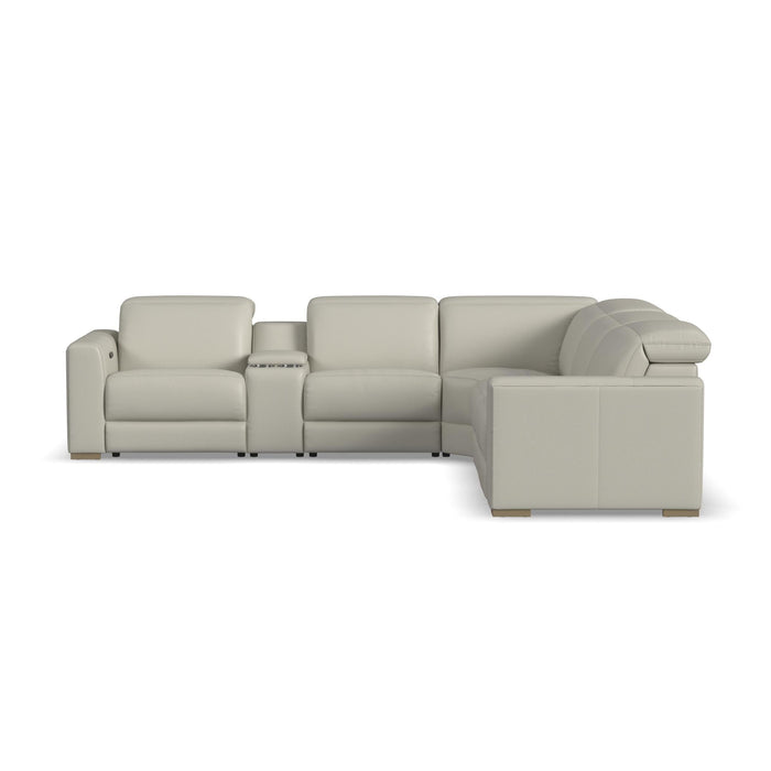 Aurora Leather Power Reclining Sectional with Power Headrests