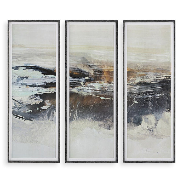 Graphite Horizon Framed Prints, S/3