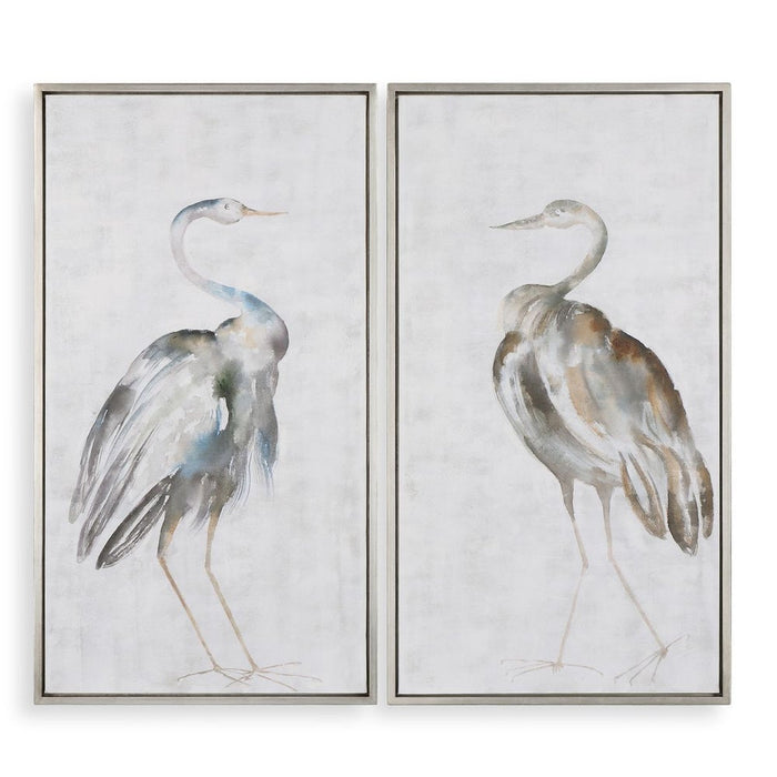 Summer Birds Hand Painted Canvases, S/2