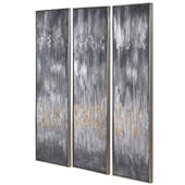 Gray Showers Hand Painted Canvases, S/3