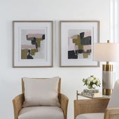 Color Block Framed Prints, S/2