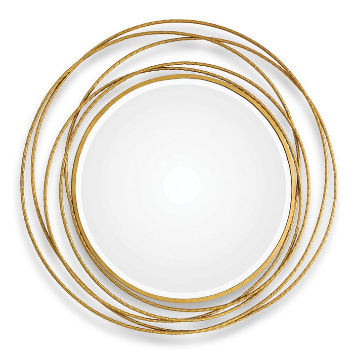 Whirlwind Round Mirror, Gold