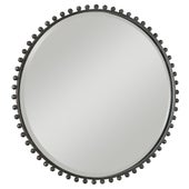 Taza Round Mirror, Distressed Black