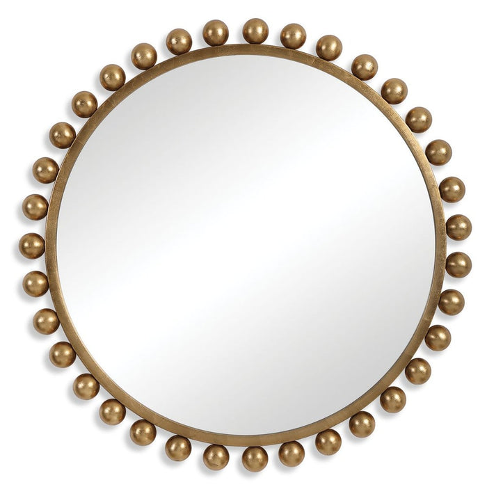 Cyra Round Mirror, Gold