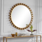 Cyra Round Mirror, Gold