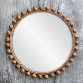 Cyra Wood Round Mirror, Walnut