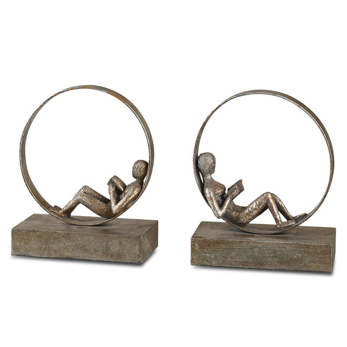 Lounging Reader Bookends, S/2