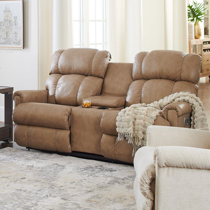 Pinnacle Power Wall Reclining Loveseat w/ Console Headrest & Lumbar