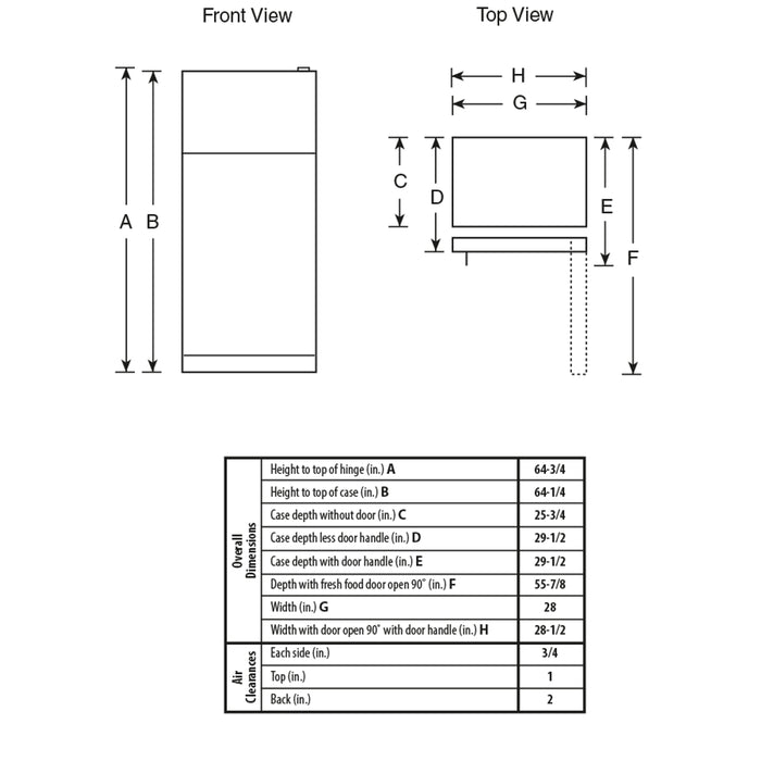 GE® ENERGY STAR® 15.5 Cu. Ft. Recessed Handle Top-Freezer Refrigerator