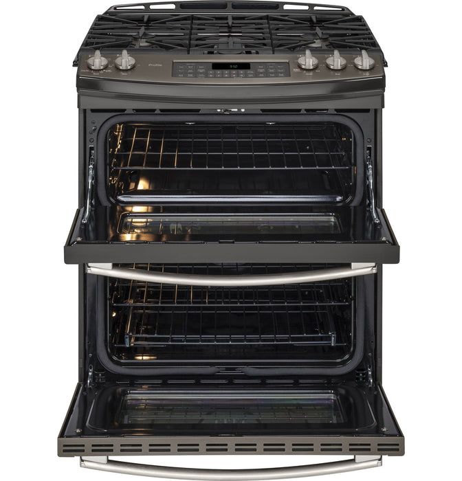 GE Profile™ Series 30" Slide-In Front Control Double Oven Gas Range