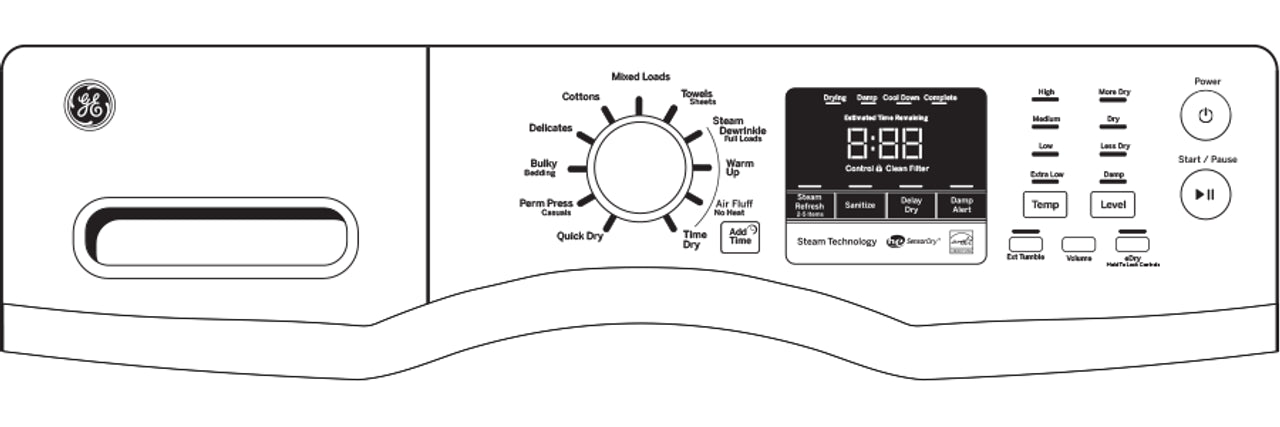 GE® 7.5 cu. ft. Capacity Front Load Gas Dryer with Steam