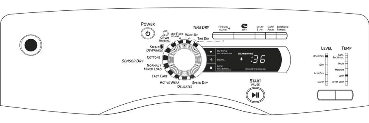 GE® 7.5 cu. ft. stainless steel capacity frontload dryer with Steam