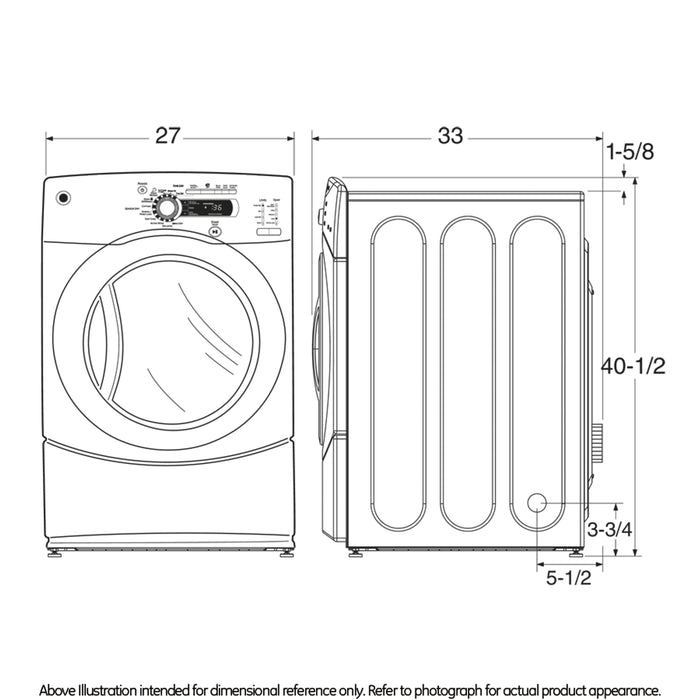 GE® 7.5 cu. ft. stainless steel capacity frontload dryer with Steam