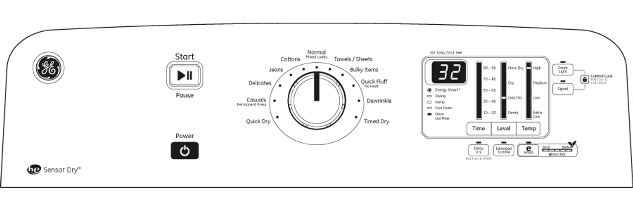 GE® Long Vent 7.8 cu. ft. capacity electric dryer