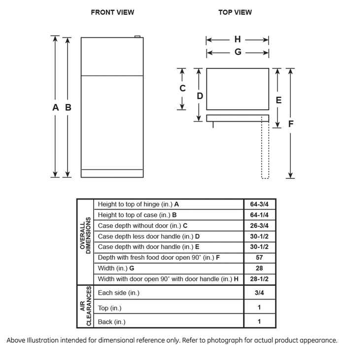 GE® ENERGY STAR® 16.6 Cu. Ft. Recessed Handle Top-Freezer Refrigerator