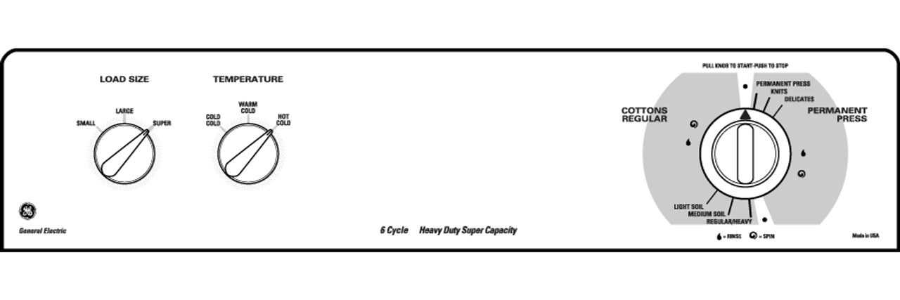 GE® Washer, 6 Cycle, 1 Speed, 3 Water Level Washer, Super 3.2 cu. Ft. Capacity