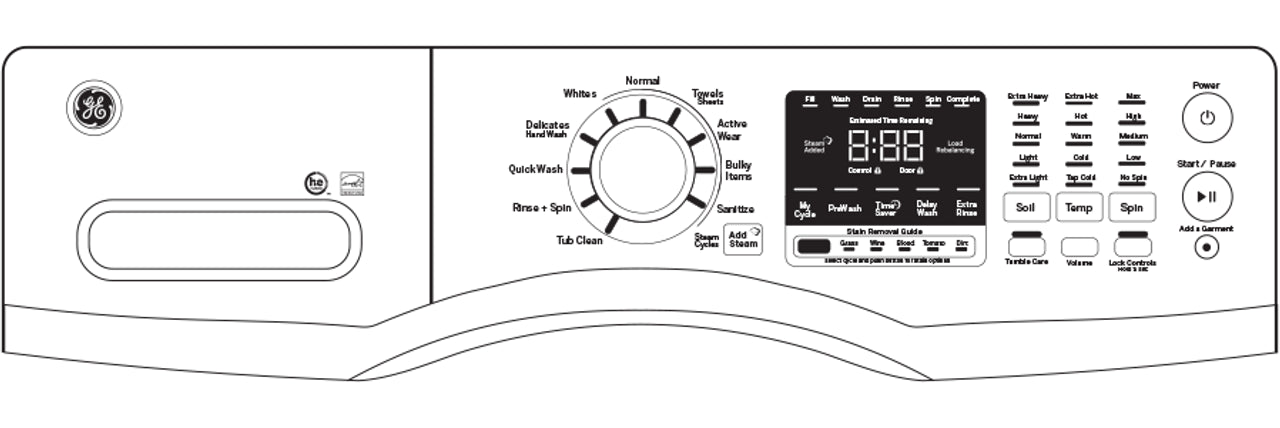 GE® ENERGY STAR® 4.5 DOE Cu. Ft. Capacity Frontload Washer with steam