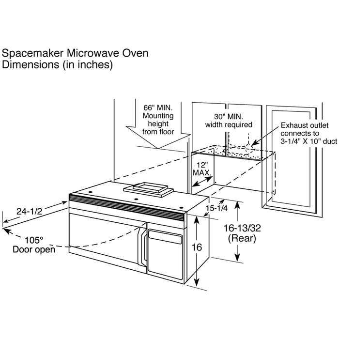 GE Spacemaker® XL1800 Microwave Oven with Recirculating Venting