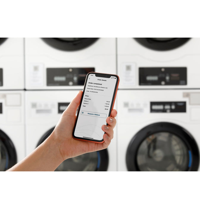 GE® Commercial 7.7 cu. ft. Capacity Gas Dryer with Built-In App-Based Payment System SITE WIFI REQUIRED, Stacking Unit