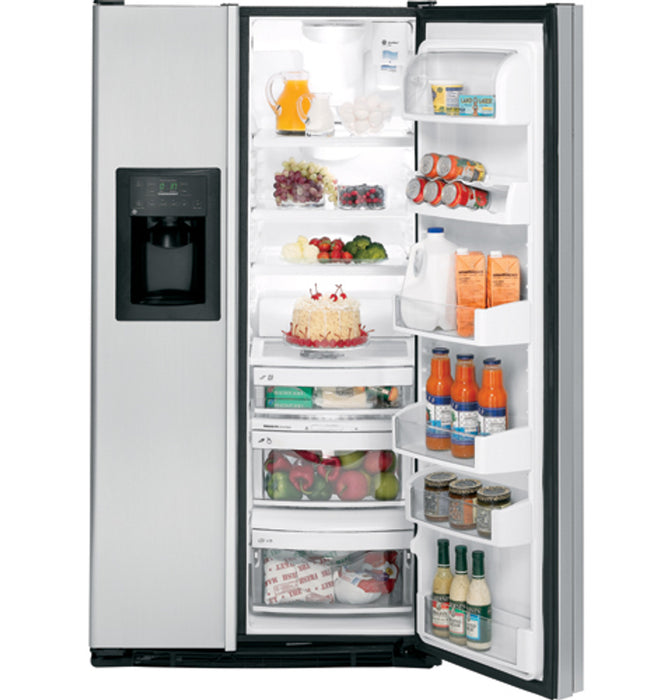 GE® Counter-Depth 21.1 Cu. Ft. CleanSteel™ Side-By-Side Refrigerator with Dispenser