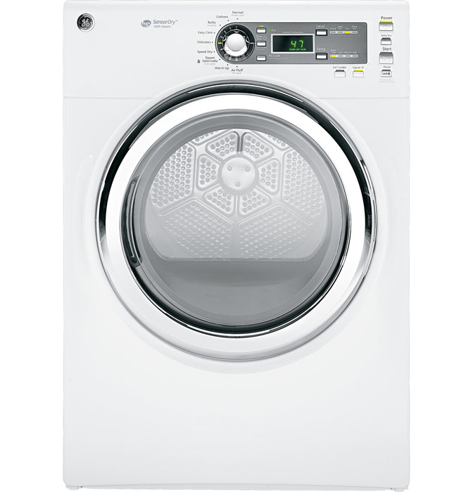 GE® 7.5 cu. ft. capacity frontload dryer with Steam and stainless steel drum