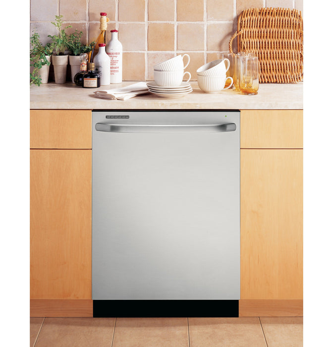 GE® Tall Tub Built-In Dishwasher with hidden controls and towel bar handle