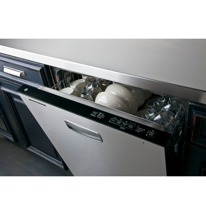 GE® Stainless Interior Dishwasher with Hidden Controls and Recessed Handle