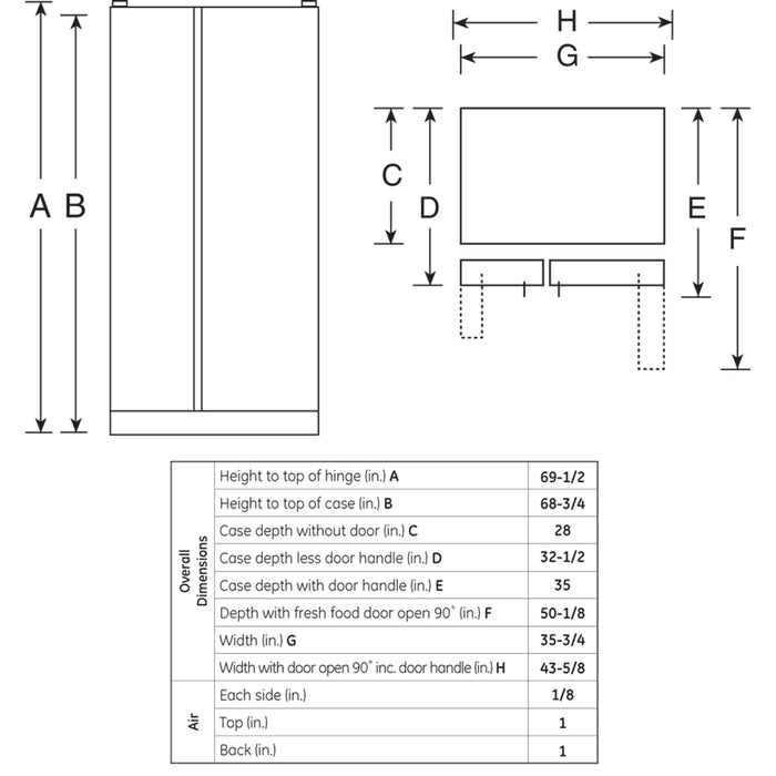 Adora series by GE® ENERGY STAR® 25.9 Cu. Ft. Side-By-Side Refrigerator