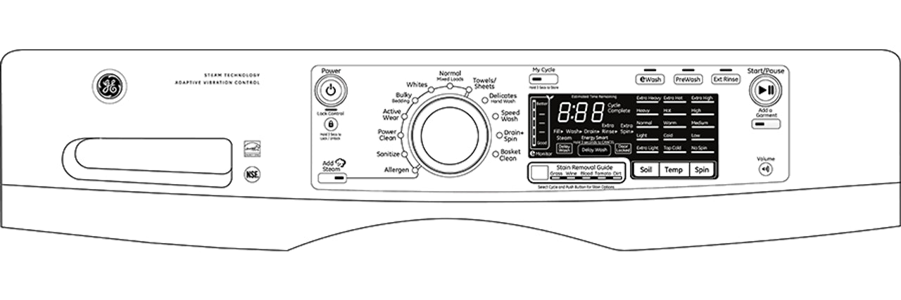 GE® ENERGY STAR® 4.5 DOE cu. ft. capacity Front Load washer with steam