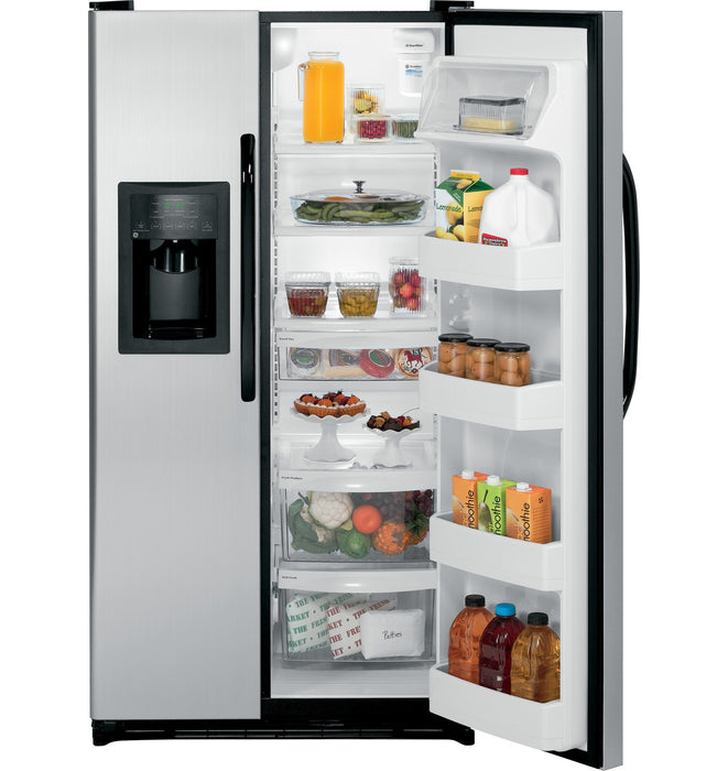 GE® ENERGY STAR® 25.3 Cu. Ft. CleanSteel™ Side-By-Side Refrigerator with Dispenser