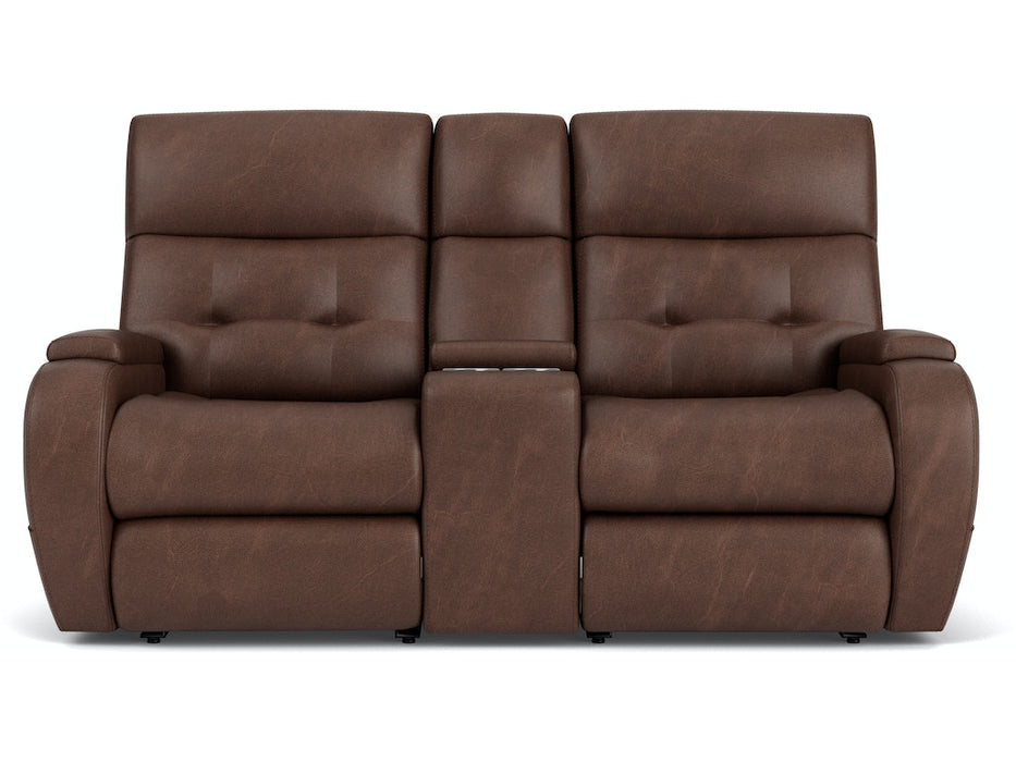 Strait Power Reclining Loveseat with Console and Power Headrests