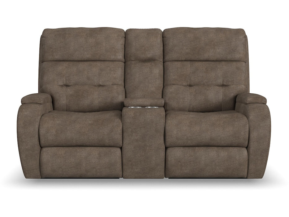 Strait Power Reclining Loveseat with Console and Power Headrests