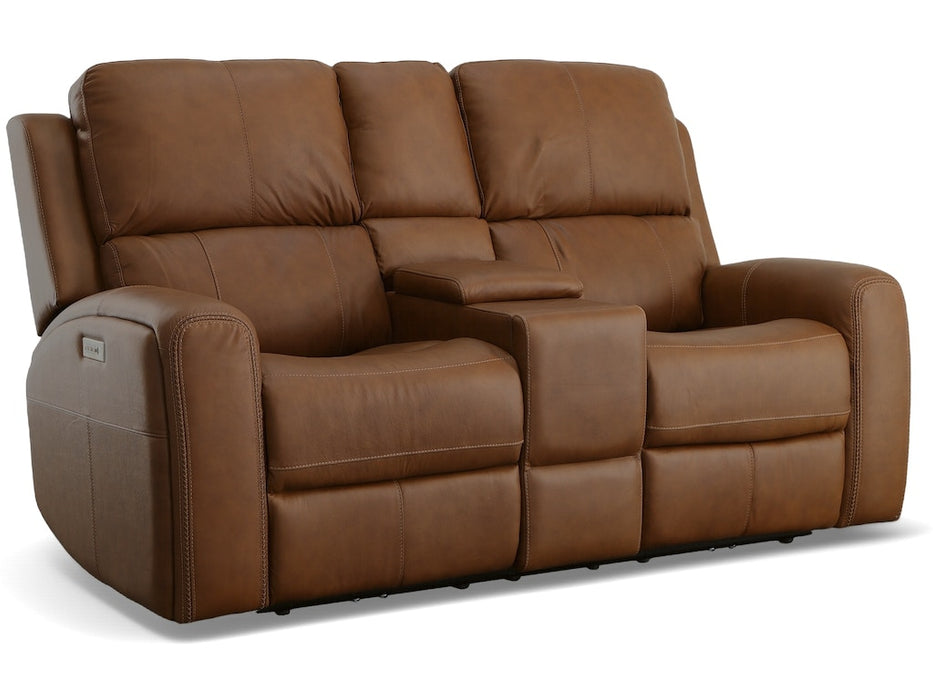 Linden Power Reclining Loveseat with Console and Power Headrests and Lumbar