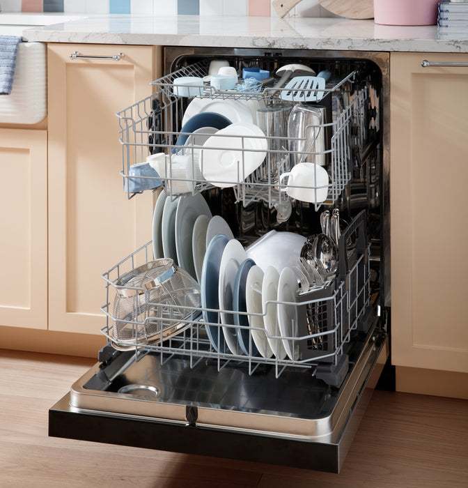 GE® ENERGY STAR® Front Control with Stainless Steel Interior Dishwasher with Sanitize Cycle